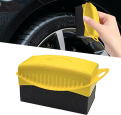 Tire Dressing Applicator, Tire Shine Applicator, Wheel Waxing Wipe Polishing Sponge with Lid, Car Accessories Reusable Wheel Detailing Foam Fit for Vehicle Waxing Polishing Cleaning (Gray)