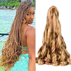 French Curly Braiding Hair 24Inch Loose Wavy 8 Packs #1B Black Bouncy Braiding Hair Extensions 75g/Pack Synthetic French Curl Crochet Hair Extensions(8packs,24Inch)