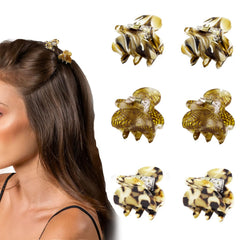 Cobahom Hair Clip, 6Pcs Small Hair Clips Mini Hair Claws Tortoise Shell Leopard Acrylic Hair Jaw Clips Clamps for Women Girls Thin Thick Hair