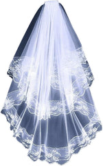 Two Layers Lace Bridal Veil Black White Wedding Veils With Comb Short Bridal Veils Costume Hair Accessories
