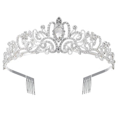 Silver Tiara Crown Headband Princess Elegant Crowns with combs for Women Halloween Birthday Crystal Queen Rhinestone Hair Accessories Wedding Brides