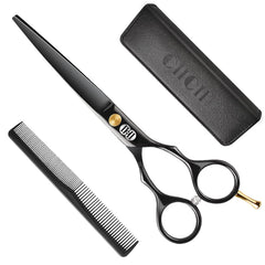 CIICII Hair Cutting Scissors Shears Kit, Professional Hairdressing Scissors Set (Hair Beard Trimming Shaping Grooming Thinning Shears) for Men Women Hairdresser Home Salon Barber Haircut Kit (Black)