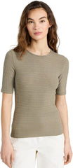 Vince Women's Striped Elbow Sleeve Crew Tee