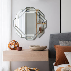 Interlaced Round Beveled Framed Wall Mirror for Bathroom,Vanity, Bedroom