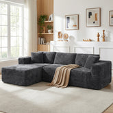102'' No-Assembly Modular Corduroy Sofa with Cup Holder, Free Combination