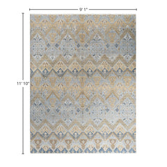 Ikat One-of-a-Kind Hand-Knotted Area Rug - Gray, 9' 1" x 11' 10" - 9' 1" x 11' 10"