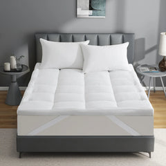 3"& 4" Ultra Thickness Fitted Down Alternative Fiber Mattress Topper with Elastic Deep Strape