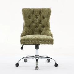 GDFStudio - Modern Chenille Tufted Upholstered Office Chair with Chrome Metal Base with Nailhead Trim and High-Rebound Cushion