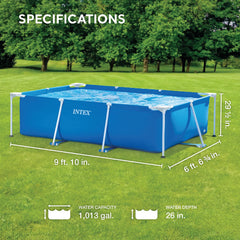 Intex 8.5ft x 26in Rectangular Frame Above Ground Backyard Swimming Pool, Blue