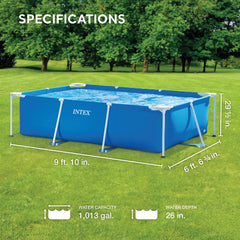 Intex 8.5ft x 26in Rectangular Frame Above Ground Backyard Swimming Pool, Blue