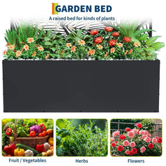 Metal Privacy Screen Planter Box, Raised Garden Bed for Climbing Plants, Veggies, Birch Leaf Style