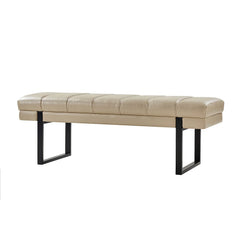 Laurens Modern 52.5''W Vegan Leather Waterproof Channel Tufted Bench with Mental Legs by HULALA HOME