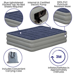 18" Blow-Up Air Mattress with Internal Electric Pump and Carrying Case