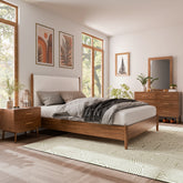 Furniture of America Beau Midcentury 4-Piece Boucle Platform Bedroom Set