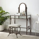 LinonLinon Angelica Glass-top Metal Vanity Set