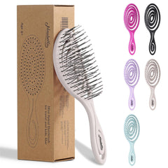 Ninabella Detangle Hair Brush for Women & Men - Does not Pull - Straightening Brushes for Straight & Curly Hair - Unique Spiral Detangling Hairbrush - Black