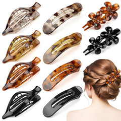 10 Pcs French Flat Hair Clips for Women - 3 Styles Non-slip Flat Claw Clips Matte Hair Claws for Thin Thick Hair