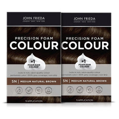 John Frieda Precision Foam Colour, Medium Natural Brown 5N, Full-coverage Hair Color Kit, Anti-Fade Gray Coverage, Deep Color Saturation Hair Dye, 1 Application