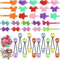 Giegxin 60 Pcs Self Hinge Hair Barrettes Ball Bubble Hair Accessories for Girls Set Plastic Girls Barrettes Clips Assorted Elastic Ponytail Holder Toddler Ball Ties(ovely Style)