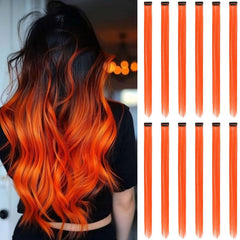 Colored Hair Extensions Clip In, 12 Pieces, Blonde