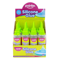 Pointer Extra Strong Silicone Glue - Crystal Clear Multipurpose Adhesive for Crafting & DIY, 3 oz - Box of 12 (12)