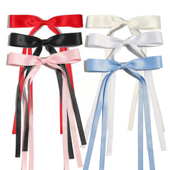 Ayesha Hair Bows Clips Ribbon Bowknot with Long Tail 4pcs White Hair Bows Barrettes Hair Accessories for Women Girls 4pcs (white)