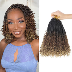 Goddess Box Braids Crochet Hair 1B - 8 Inch Pre Looped Boho Crochet Braids with Curly Ends, 8 Packs Crochet Hair for Black Women Boho 3X Synthetic Braiding Hair Extensions