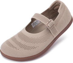 WHITIN Women's Barefoot Mary Jane Flats + Wide Toe Box + Zero Drop Sole + Adjustable Straps