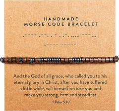 ARK & BAY Christian Morse Code Bracelet | Handmade Adjustable Custom Bible Verse Bracelets For Women & Men | Religious Faith Scripture | Catholic Beaded Jewelry Gift For Encouragement, Inspirational Hidden Message