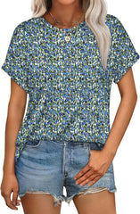 WEESO Womens T Shirts Crew Neck Rolled Short Sleeve Basic Summer Tops 2025 Casual Tees Curved Hem