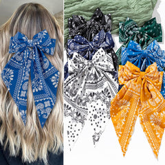 Hair Bows for Women & Girls: Big Bow Clips with Ribbons - Bow-Knot Clips for Thick & Thin Hair, Nonslip Claw Clips, 5 PCS