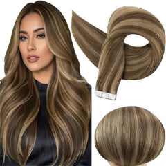 Full Shine Tape in Hair Extensions Human Hair 18Inch Remy Tape ins Human Hair Extensions Color 1 Jet Black Fashion Extension, Seamless Silky Straight Skin Weft 20Pcs 50G Add Length for Wedding