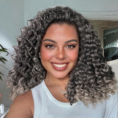 Half Wig Synthetic Hair 3 In 1 Curly Half Wig With Adjustable Drawstring Seamless Flip For Beginner Friendly Water Wave For Black Women (Black 14 Inch)