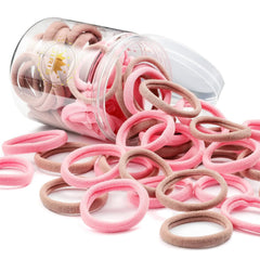 50Pcs Brown Hair Ties for Women Girls,Cotton Seamless Hair Ties, Soft Ponytail Holders,No Crease No Damage Elastics Hair Bands with Box for Thick Heavy and Curly Hair (Brown)