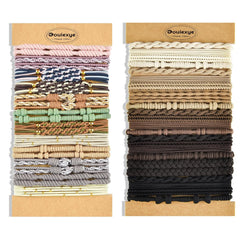 Boho Hair Accessories for Women: 24PCS Hair Tie Bracelets, 6 Styles, 10 Colors, No Damage for Thick Hair