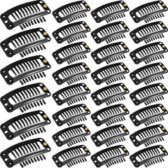 WILLBOND 30 Pieces 32 mm 9-teeth Hair Extension Clips Hair Extension Wigs Snap Clips Comb Small Snap Wig Accessories for Women DIY(Mixed Colors)