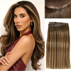 WIGER Invisible Edge Genius Butterfly Hair Extensions Real Human Hair Double Weft Hand-Tied Remy Human Hair Extensions With Dark Roots Injected Highlighted Blonde Micro Bead PU Skin Weft for Women