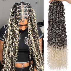 9 Packs 24 Inch Senegalese Twist Crochet Hair with Curls Pre-Looped Boho Island Twist Crochet Braids with Curly Ends Pre-Twisted Goddess Senegalese Twist for Women Braiding Hair Extensions 1B#