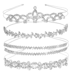 Jaciya Rhinestone Headband Silver Bridal Wedding Headband Crystal Flower Girl Leaves Crown Metal Hair Band Tiara Prom Hair Accessories for Women Girls