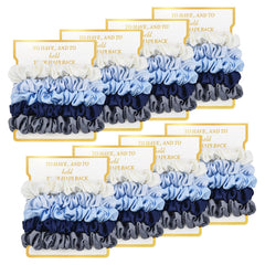 8 Pack Bridesmaid Gifts Satin Bridesmaid Scrunchies Soft Hair Ties Bachelorette Party Favors Hair Accessories for Women Bridesmaid Proposal Gift (Gradient Blue)