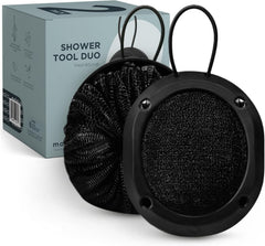 MainBasics Shower Tool Duo 2-1 Shower Loofah Sponge and Exfoliating Body Scrubber (2 Pack, Skyway)