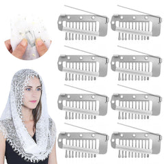 Chunni Clips with Safety Pins,8 PCS Strong Chunni Grip Dupatta Setting Clips Indian for Woman Black