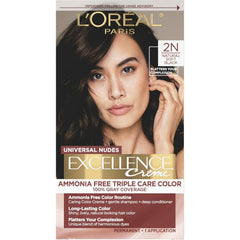 L’Oreal Paris Excellence Universal Nudes Permanent Hair Color, Ammonia Free Hair Dye for Gray Hair Coverage, 6N Natural Light Brown, 1 Hair Dye Kit