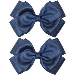 4.5-Inch Hair Bows Alligator Clips Delicate Satin Hair Accessories for Girls, Toddler, Kids and Women Birthday Wedding Christmas Occasions- Set of 2 (Hot Pink)