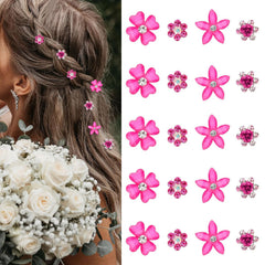 YISSION Mini Rhinestone Hair Pins - 20Pcs Cute Small Decorative Wedding & Bridal Barrettes With Flowers for Girls & Women (4 Flower Patterns)