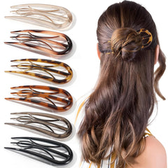 6PCS French Hair Pins for Women, Tortoise Shell French Pins Hair, Large Hair Styling Pins for Thin Thick Hair, 3 Internal Teeth Hair Sticks, Lialys Hair Pin for Buns, French Twist Pin Wavy U Shaped