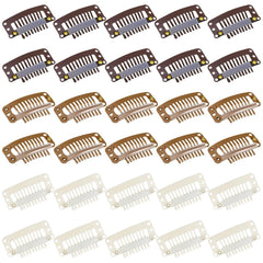 WILLBOND 30 Pieces 32 mm 9-teeth Hair Extension Clips Hair Extension Wigs Snap Clips Comb Small Snap Wig Accessories for Women DIY(Mixed Colors)