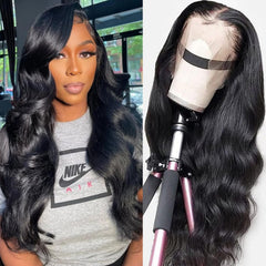 Douyin Bob Wig Human Hair 13x4 Frontal Lace Wig 14 Inch Body Wave 180% Density HD Lace Front Wigs Human Hair Pre Plucked Bob Wigs for Women (14 inch, Natural Black)