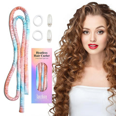 Lanzhire No Heat Overnight Curling Headband for Long and Short Hair - Thin Heatless Curlers to Sleep In (Black)