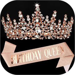 COCIDE "BIRTHDAY QUEEN Birthday Sash for Women Birthday Tiaras for Girls Decorations Set Rhinestone Headband Hair Accessories Glitter Crown for Party Supplies